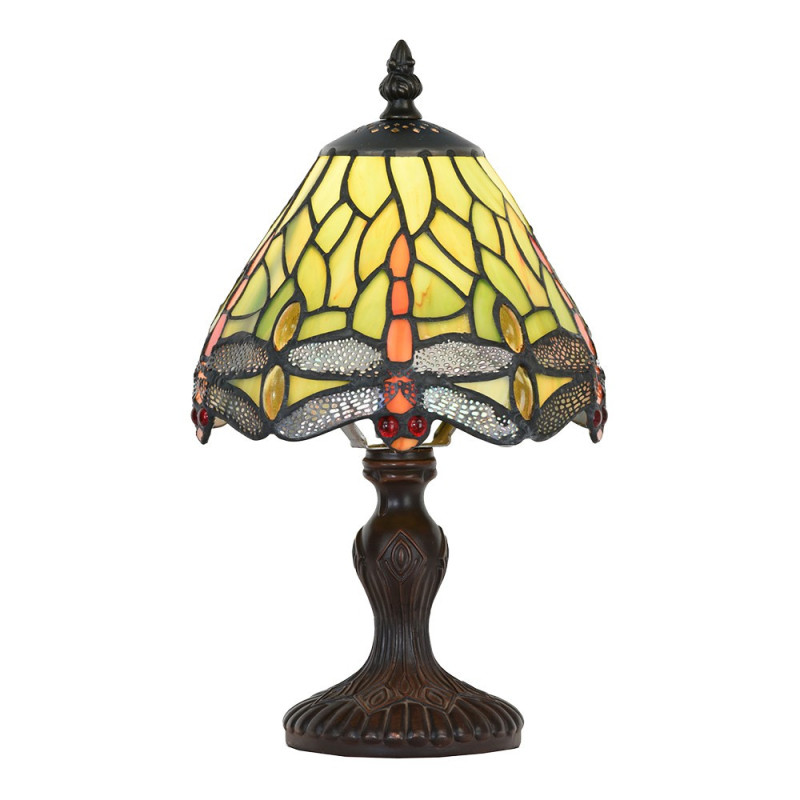 Zelená stolní lampa Tiffany s vážkami - Ø 18*32 cm E14/max 1*25W