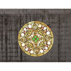Skleněný kulatý závěsný Tiffany panel - Ø 30*1 cm
