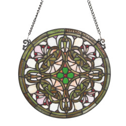 Skleněný kulatý závěsný Tiffany panel - Ø 30*1 cm
