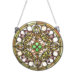 Skleněný kulatý závěsný Tiffany panel - Ø 30*1 cm