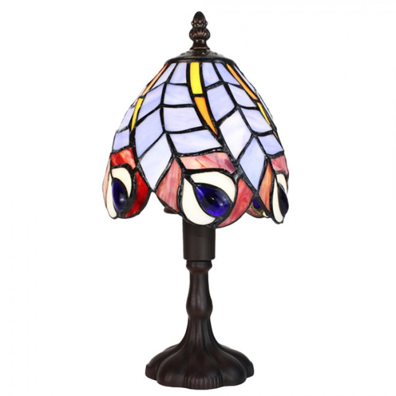 Barevná stolní lampa Tiffany Eby - Ø 15*32 cm E14/max 1*25W