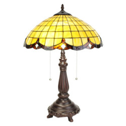 Žlutá stolní lampa Tiffany Elly - Ø 41*57 cm E27/max 2*60W