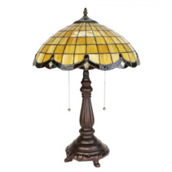 Žlutá stolní lampa Tiffany Elly - Ø 41*57 cm E27/max 2*60W