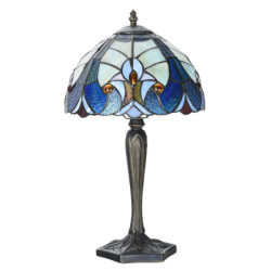 Modrá stolní Tiffany lampa Hilla - Ø 25*40 cm E14/max 1*40W