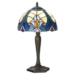 Modrá stolní Tiffany lampa Hilla - Ø 25*40 cm E14/max 1*40W