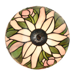 Zeleno-růžová stolní Tiffany lampa s tulipány Tulipé - Ø 27*40 cm E14/max 1*40W