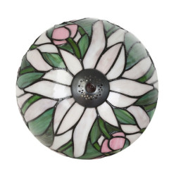 Zeleno-růžová stolní Tiffany lampa s tulipány Tulipé - Ø 27*40 cm E14/max 1*40W
