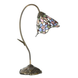 Růžová stolní lampa Tiffany ve tvaru květu Flowé - 27*15*48 cm E14/max 1*40W