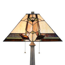 Béžovo-hnědá stolní lampa Tiffany Silvia - 45*45*80 cm E27/max 2*60W