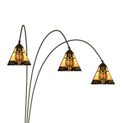 Béžovo-hnědá stojací lampa Tiffany Silvia - 91*50*200 cm E27/max 3*60W