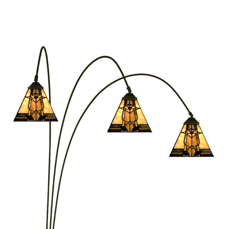 Béžovo-hnědá stojací lampa Tiffany Silvia - 91*50*200 cm E27/max 3*60W