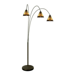Béžovo-hnědá stojací lampa Tiffany Silvia - 91*50*200 cm E27/max 3*60W