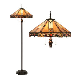 Béžovo-hnědá stojací lampa Tiffany Tippia - Ø 40x161 cm E27/max 2*60W