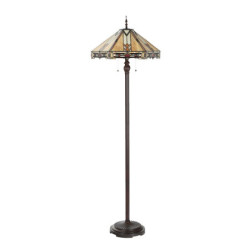 Béžovo-hnědá stojací lampa Tiffany Tippia - Ø 40x161 cm E27/max 2*60W