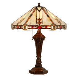 Béžovo-hnědá stolní lampa Tiffany Tippia - 50*50*75 cm E27/max 2*60W