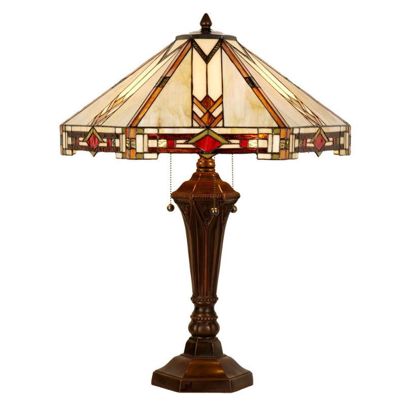 Béžovo-hnědá stolní lampa Tiffany Tippia - 50*50*75 cm E27/max 2*60W