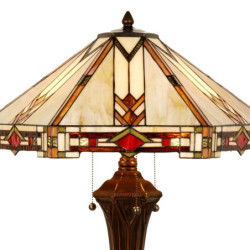 Béžovo-hnědá stolní lampa Tiffany Tippia - 50*50*75 cm E27/max 2*60W