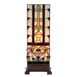 Béžovo-hnědá hranatá stolní lampa Tiffany Squillo - 18*18*45 cm E27/max 1*40W