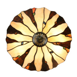 Béžovo-hnědá stolní lampa Tiffany Titto - Ø 36*60 cm E14/max 2*40W
