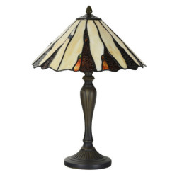 Béžovo-hnědá stolní lampa Tiffany Titto - Ø 36*60 cm E14/max 2*40W