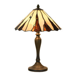 Béžovo-hnědá stolní lampa Tiffany Titto - Ø 36*60 cm E14/max 2*40W