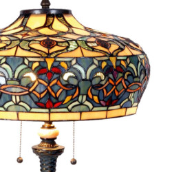 Modrá stolní Tiffany lampa Maesinet - Ø 47*71 cm E27/max 2*60W