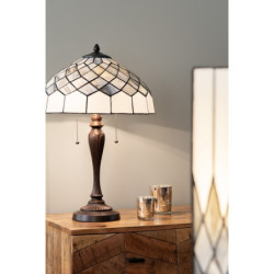 Béžová stolní lampa Tiffany Elegantico - Ø 40*58 cm