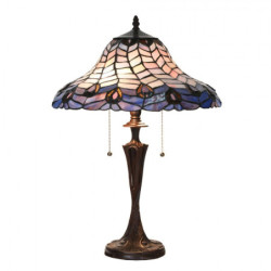 Modrá stolní lampa Tiffany Bleu Gérald - Ø 40*60cm