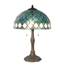 Modrá stolní lampa Tiffany Blue Ocean  - Ø 40*61cm