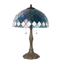 Modrá stolní lampa Tiffany Blue Ocean  - Ø 40*61cm