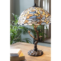 Modrá stolní lampa Tiffany Butterflies - Ø 40*60 cm