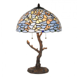 Modrá stolní lampa Tiffany Butterflies - Ø 40*60 cm