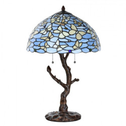 Modrá stolní lampa Tiffany Butterflies - Ø 40*60 cm