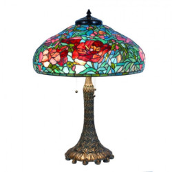 Barevná stolní lampa Tiffany Flower Red Roses - Ø 55*85cm