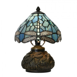 Modrá stolní lampa Tiffany Blue Dragonfly - Ø 20*28cm