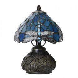 Modrá stolní lampa Tiffany Blue Dragonfly - Ø 20*28cm