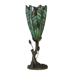 Zelená stolní lampa Tiffany ve tvaru květu - Ø 15*42 cm E14/max 1*25W