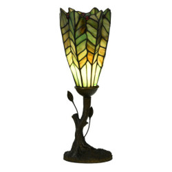 Zelená stolní lampa Tiffany ve tvaru květu - Ø 15*42 cm E14/max 1*25W