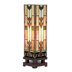 Béžovo-hnědá stolní tiffany lampa Claire - 15*15*54 cm E27/max 1*60W