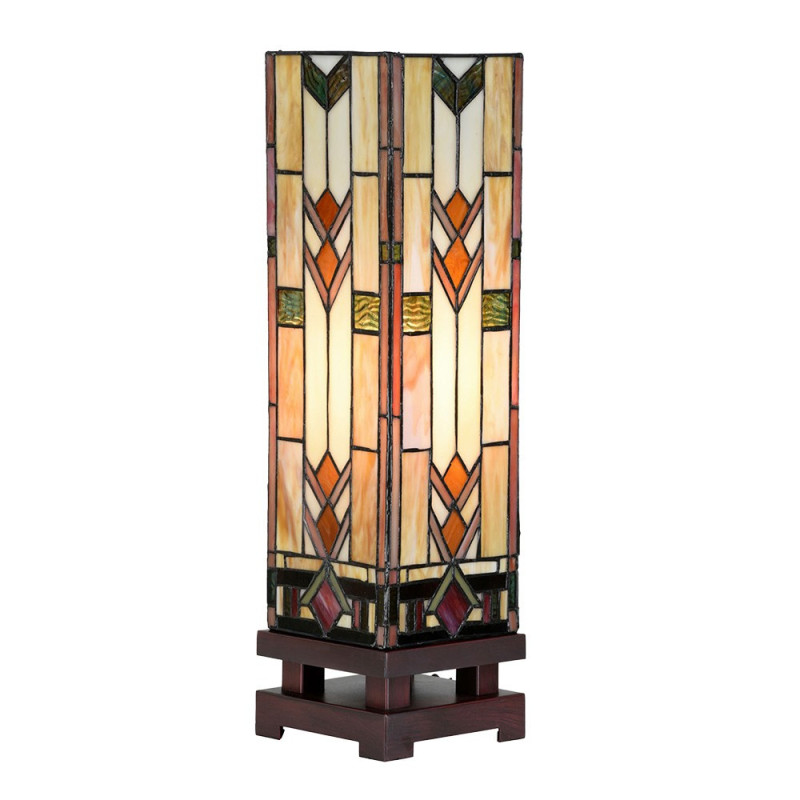 Béžovo-hnědá stolní tiffany lampa Claire - 15*15*54 cm E27/max 1*60W