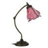 Stolní lampa Tiffany s růžovým stínidlem květ Bloom - 26*19*50 cm