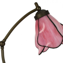 Stolní lampa Tiffany s růžovým stínidlem květ Bloom - 26*19*50 cm