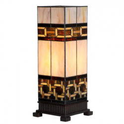 Béžovo-hnědá stolní tiffany lampa Laetitia II - 17*17*44 cm E27/ma* 1*40W