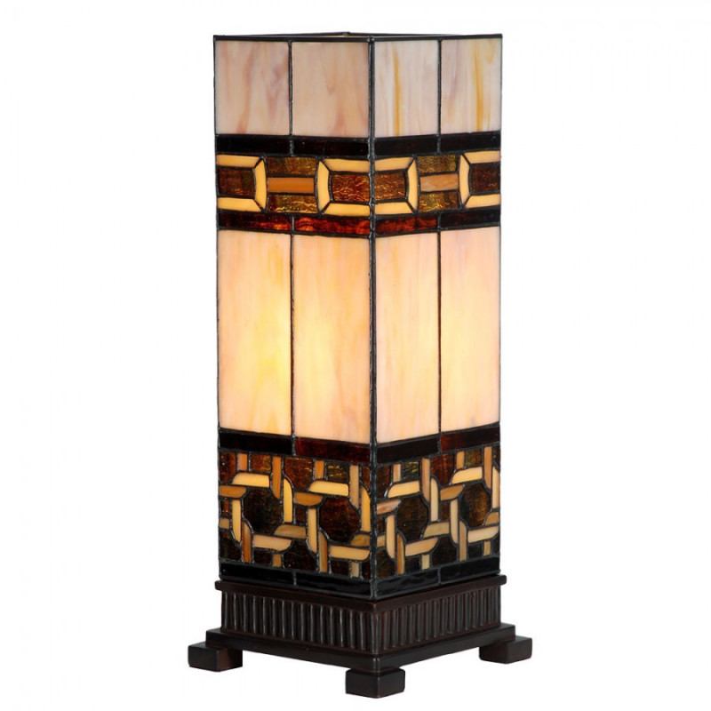 Béžovo-hnědá stolní tiffany lampa Laetitia II - 17*17*44 cm E27/ma* 1*40W