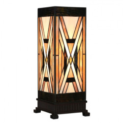 Béžovo-hnědá stolní tiffany lampa Laetitia I - 17*17*44 cm E27/ma* 1*40W