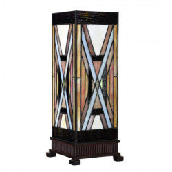 Béžovo-hnědá stolní tiffany lampa Laetitia I - 17*17*44 cm E27/ma* 1*40W