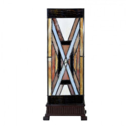 Béžovo-hnědá stolní tiffany lampa Laetitia I - 17*17*44 cm E27/ma* 1*40W