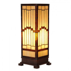 Béžovo-hnědá stolní tiffany lampa Laetitia - 17*17*44 cm E27/ma* 1*40W