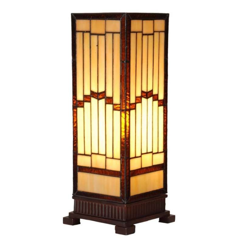 Béžovo-hnědá stolní tiffany lampa Laetitia - 17*17*44 cm E27/ma* 1*40W