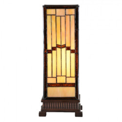 Béžovo-hnědá stolní tiffany lampa Laetitia - 17*17*44 cm E27/ma* 1*40W